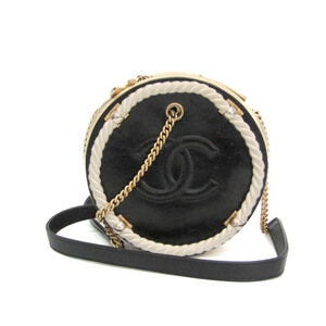 CHANEL Black Leather Logo Shoulder Bag